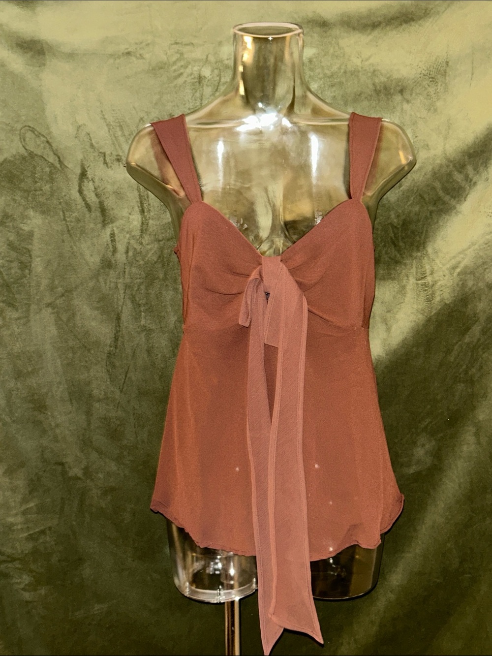 Oleg Cassini Brown Tie-Front Blouse